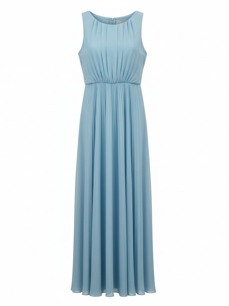 White House Black Market Sky Blue Pleated Maxi Dress
